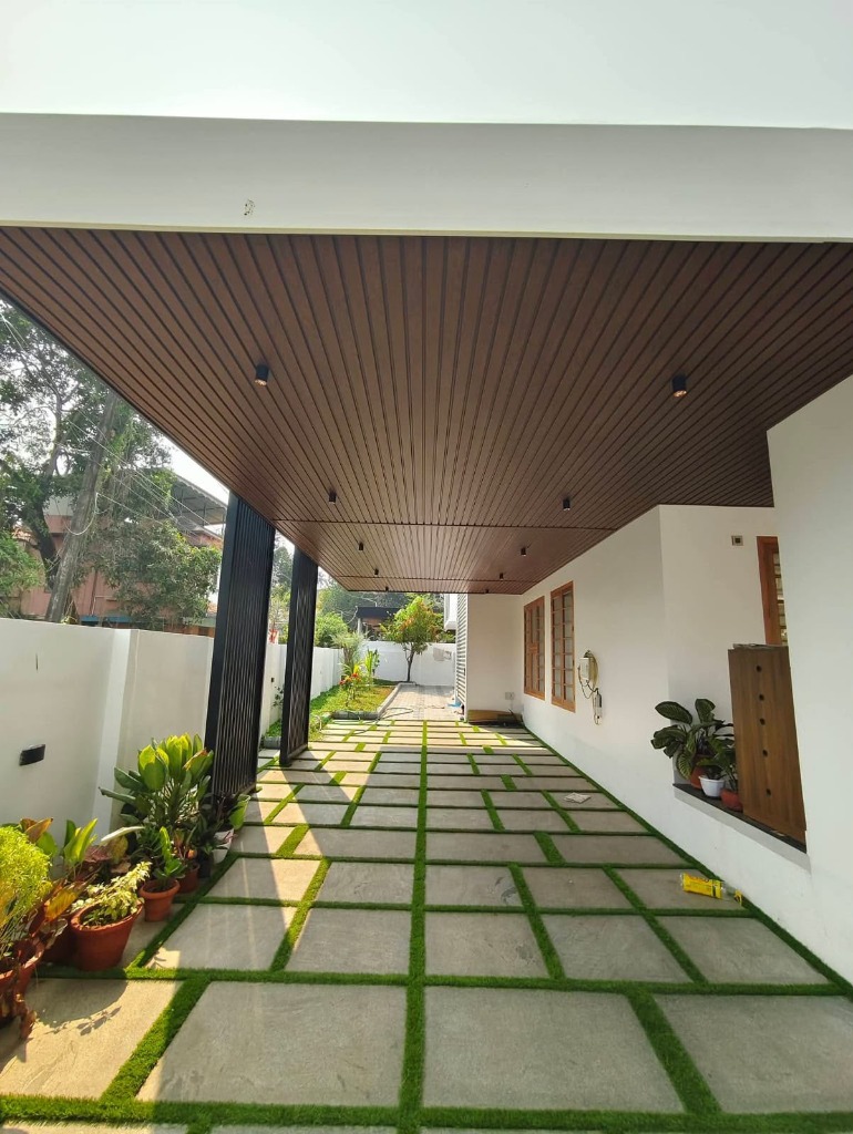 Premium carport wood soffit ceiling by Roofopolis