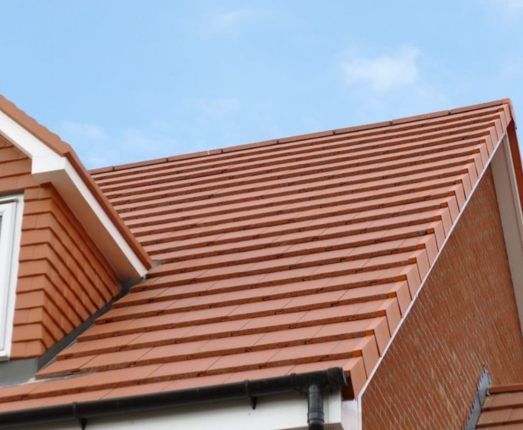 Close up of imported slate-style roof tile