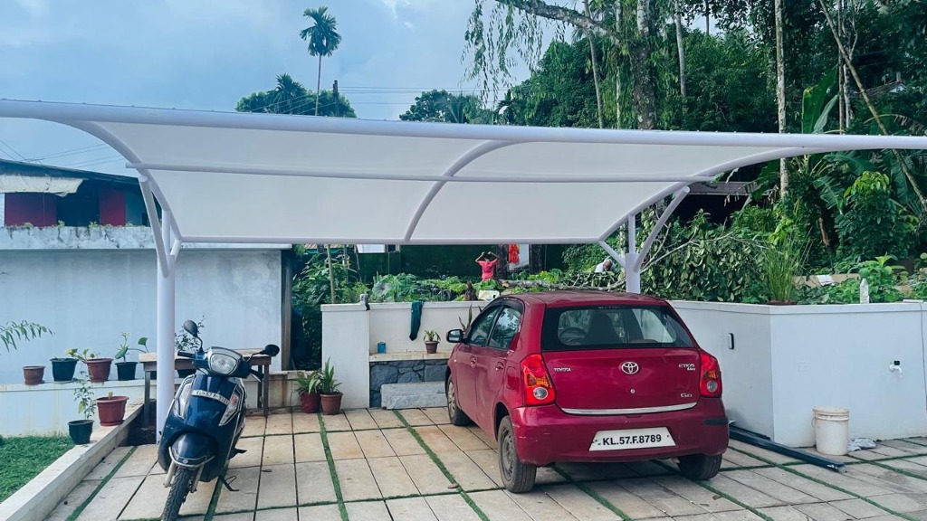 Sleek white tensile canopy